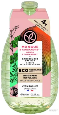 Гель для душа и ванны Yves Rocher Манго и кориандр, сменный блок, 600 мл