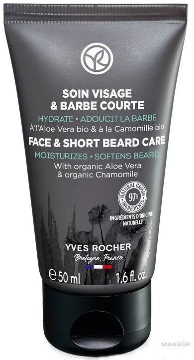 Гель-крем для лица и бороды Yves Rocher мужской с алоэ и ромашкой 50 мл