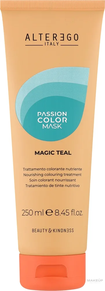 Alter Ego Italy Alter Ego Passion Color Mask - Тонирующая маска для окрашенных волос Alter Ego Passion Color освежение оттенка, масло ши, протеины люпина и хлореллы, пигменты, 250 мл, оттенок Magic Teal