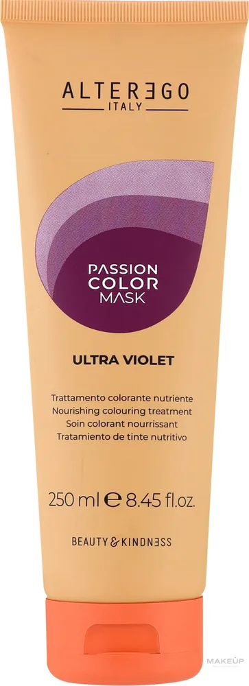 Alter Ego Italy Alter Ego Passion Color Mask - Тонирующая маска для окрашенных волос Alter Ego Passion Color освежение оттенка, масло ши, протеины люпина и хлореллы, пигменты, 250 мл, оттенок Ultra Violet