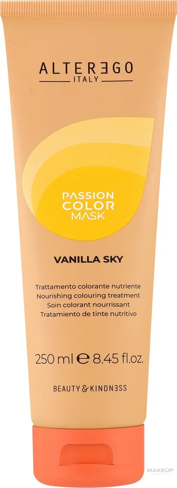 Alter Ego Italy Alter Ego Passion Color Mask - Тонирующая маска для окрашенных волос Alter Ego Passion Color освежение оттенка, масло ши, протеины люпина и хлореллы, пигменты, 250 мл, оттенок Vanilla Sky