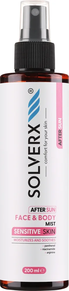 Спрей для тела Solverx Sensitive Skin после загара с пантенолом 10 процентов 200 мл