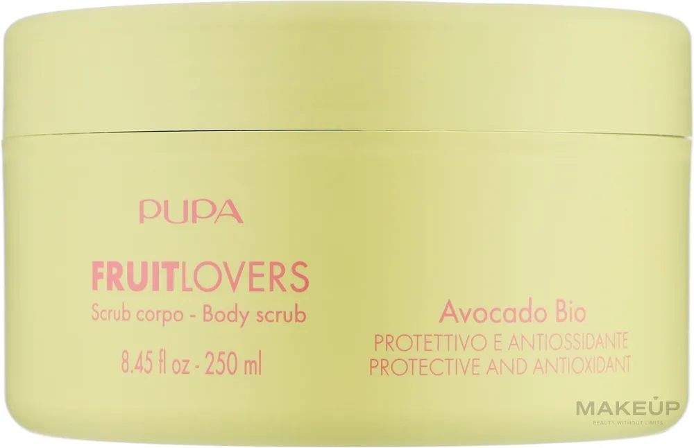 Pupa Pupa Fruit Lovers Avocado Bio Body Scrub - Защитно-антиоксидантный гель-скраб для тела с авокадо Fruit Lovers 250 мл