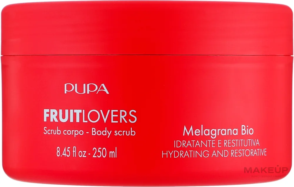 Pupa Pupa Fruit Lovers Pomegranate Bio Body Scrub - Увлажняюще-восстанавливающий гель-скраб для тела с гранатом Fruit Lovers 250 мл