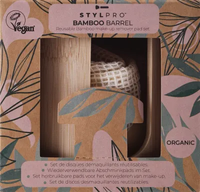 Набор Stylideas Stylpro Bamboo Barrel 8 многоразовых бамбуковых спонжей футляр и мешочек