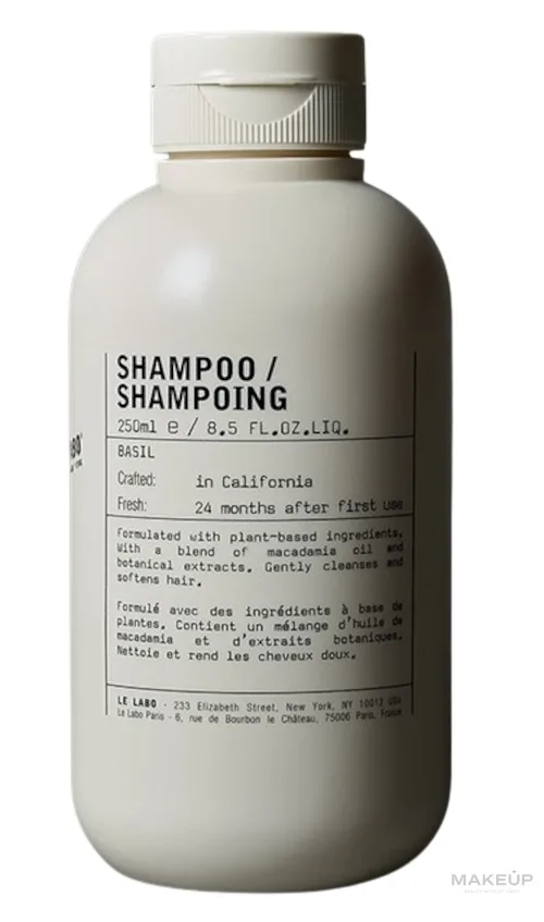 Шампунь Le Labo Basil люксовый, с маслом макадамии, розмарином и экстрактом риса, аромат базилика и вербены, 250 мл, США