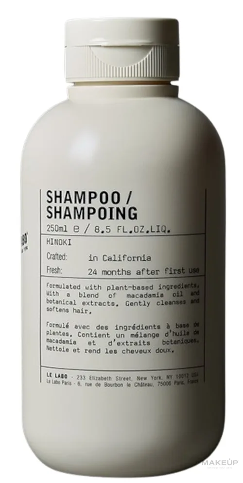 Шампунь Le Labo Hinoki люксовый, с маслом макадамии, розмарином и экстрактом риса, древесный аромат хиноки, 250 мл, США