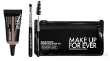Набор Make Up For Ever Aqua Resist Brow Sculptor крем для бровей 6.5 г плоская кисть кисть для бровей и косметичка, оттенок 50 - Dark Brown — фото 1