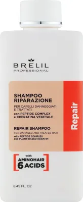 Шампунь Brelil Repair Treatment восстанавливающий, с комплексом растительных протеинов и аргинином, 1000 мл, Италия