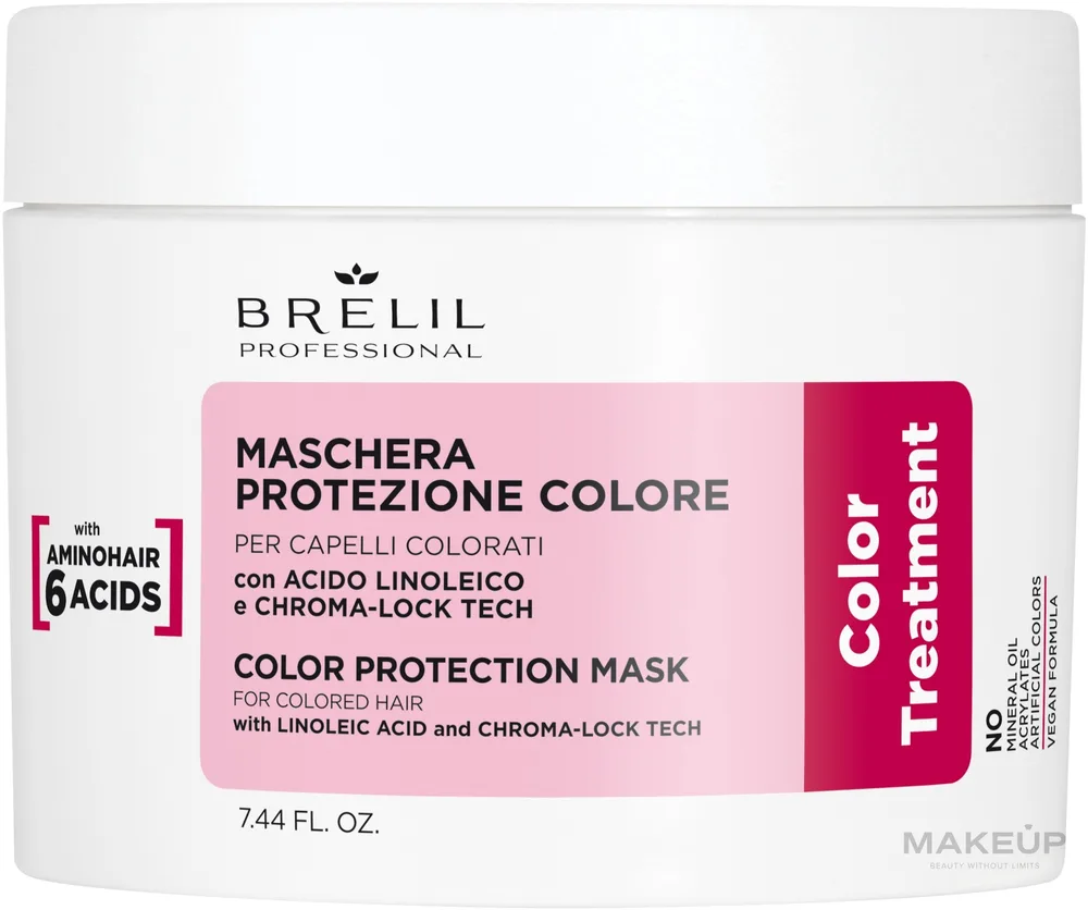 Маска для окрашенных волос Brelil Color Treatment защита цвета, аргановое масло, масло зародышей пшеницы, аминокислоты