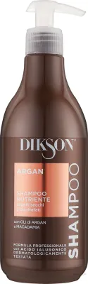 Шампунь Dikson Argan питательный, для сухих волос, с маслом арганы, макадамии и гиалуроновой кислотой, 500 мл, Италия