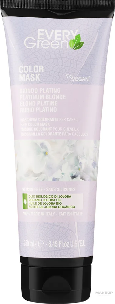 Тонирующая маска для волос EveryGreen Hair Color, органическое масло жожоба, тонирующие пигменты, 250 мл, оттенок Platinum Blonde