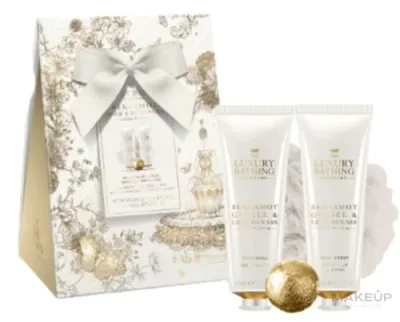Набор Grace Cole The Luxury Bathing Bergamot Ginger & Lemongrass гель для душа 100 мл мочалка люфа и крем для тела 100 мл