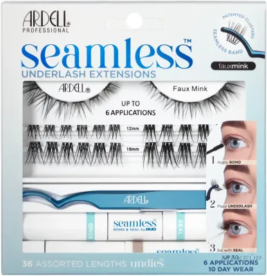 Набор Ardell Seamless Underlash Extensions Faux Mink 36 пучков ресниц клей ремувер и аксессуары