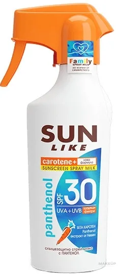 Спрей для тела Sun Like Sunscreen Milk Panthenol SPF 30 семейный формат 250 мл