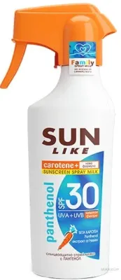 Спрей для тела Sun Like Sunscreen Milk Panthenol SPF 30 семейный формат 250 мл