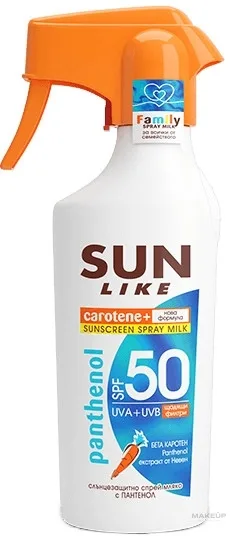 Спрей для тела Sun Like Sunscreen Milk Panthenol SPF 50 семейный формат 250 мл