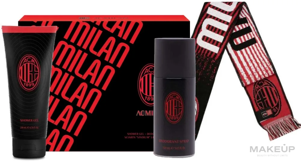 Набор A.C. Milan гель для душа 200 мл дезодорант 150 мл и клубный шарф 10x120 см
