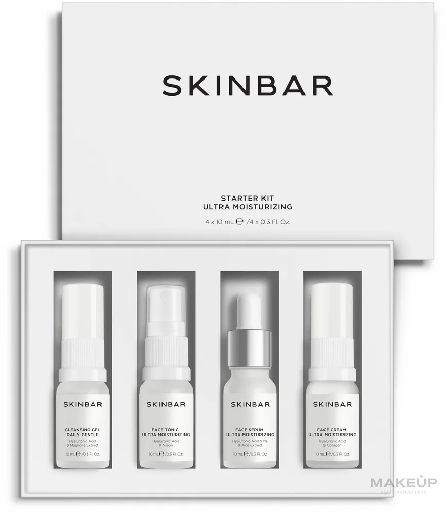 Стартовый набор для лица SKINBAR гель тоник сыворотка и крем с мочевиной и оливой 4x10 мл