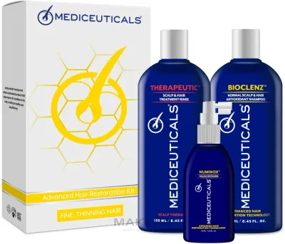 Мужской набор для волос Mediceuticals Advanced Hair Restoration шампунь кондиционер и сыворотка для тонких волос 250+250+125 мл