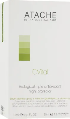 Набор для лица Atache C Vital ночной флюид и сыворотка с альфа-липоевой кислотой и витамином E 30+15 мл