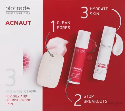 Набор для лица Biotrade Acnaut мыло лосьон и крем для жирной и проблемной кожи 100 г+60+60 мл