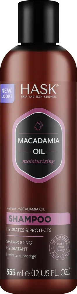 Шампунь Hask Macadamia Oil увлажняющий, с маслом макадамии, кератином и коллагеном, 355 мл, США