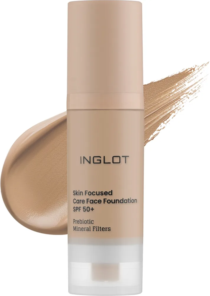 Тональный флюид Inglot Skin Focused Care Face Foundation ухаживающий веганский SPF 50, 30 мл, оттенок 303 - Porcelain Beige