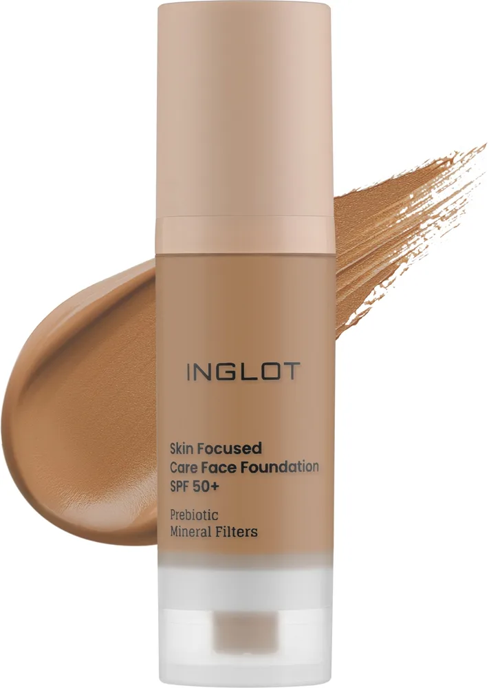 Тональный флюид Inglot Skin Focused Care Face Foundation ухаживающий веганский SPF 50, 30 мл, оттенок 310 - Warm Tan