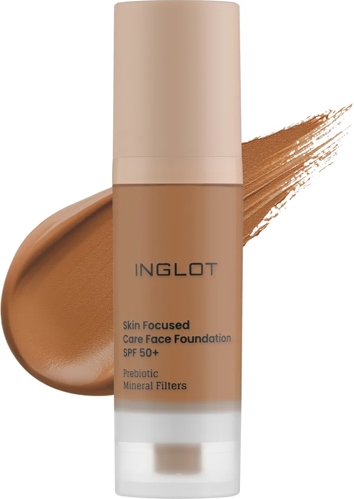 Тональный флюид Inglot Skin Focused Care Face Foundation ухаживающий веганский SPF 50, 30 мл, оттенок 314 - Apricot Tan