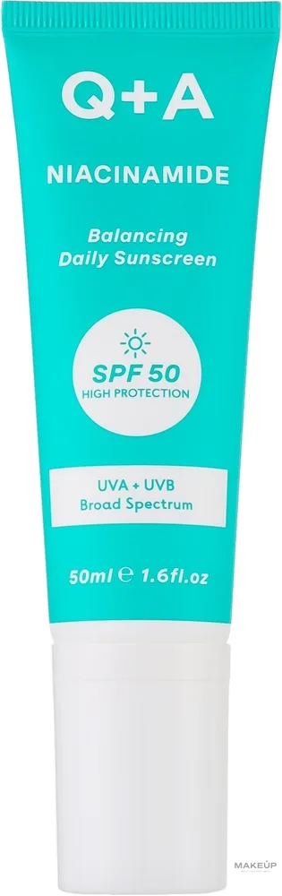Крем для лица Q+A Niacinamide Balancing солнцезащитный SPF 50 с ниацинамидом 50 мл