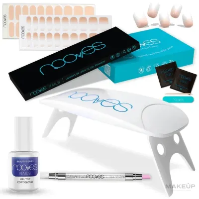 Набор Nooves Starter Kit UV/LED лампа 8 Вт гелевые наклейки для ногтей нюдовый и пралине и аксессуары