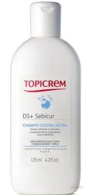 Шампунь Topicrem DS+ детский от себорейных корочек (молочных корочек), для кожи головы младенцев, дерматологически протестирован, 125 мл, Франция
