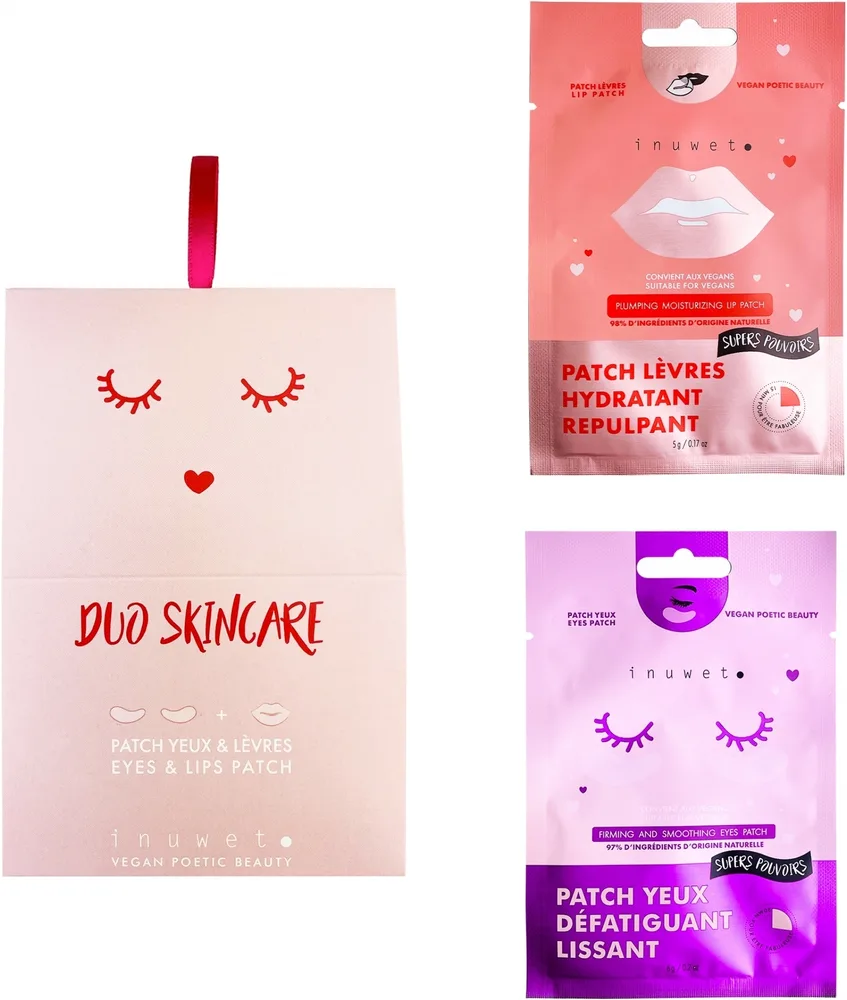 Набор для лица Inuwet Duo Skincare успокаивающие патчи для глаз и маска-патч для губ с персиком 6+5 г