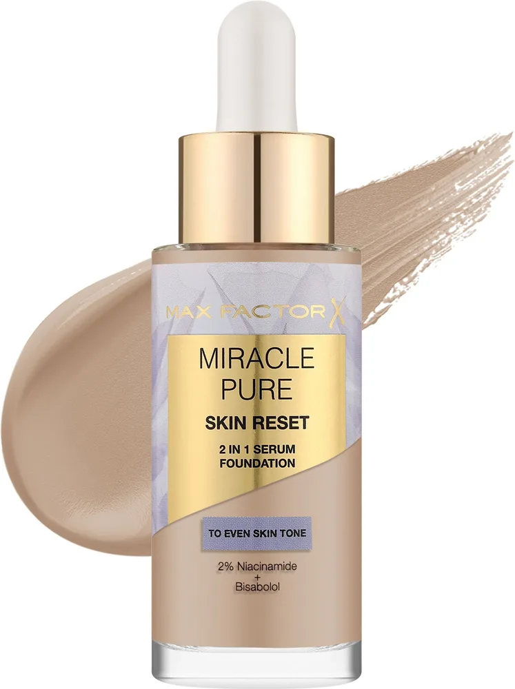 Тональная основа-сыворотка Max Factor Miracle Pure 2in1 Skin Reset Serum Foundation полуматовая, 30 мл, оттенок 10-30 - Fair