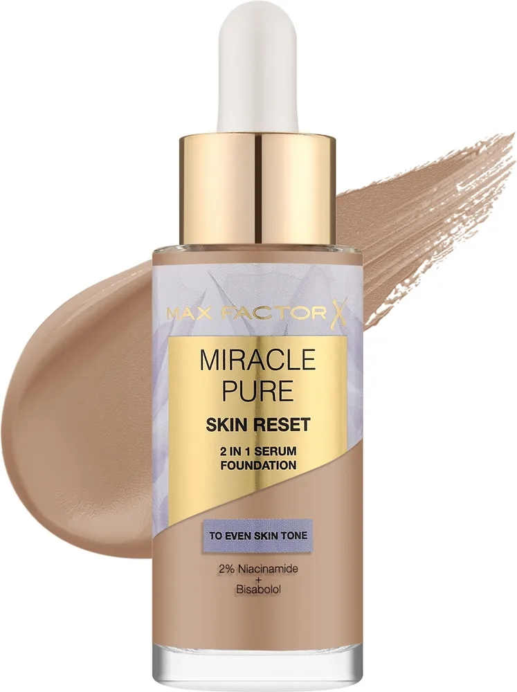 Тональная основа-сыворотка Max Factor Miracle Pure 2in1 Skin Reset Serum Foundation полуматовая, 30 мл, оттенок 40-60 - Light