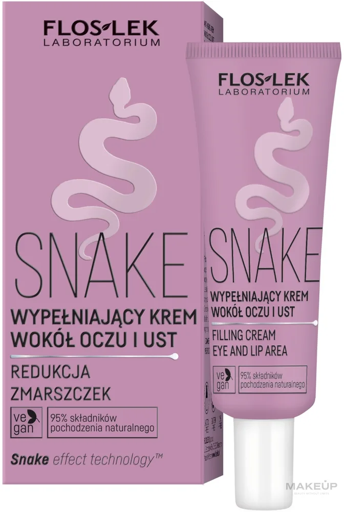 Крем для области вокруг глаз и губ Floslek Snake с пептидом пантенолом и экстрактом маниоки для зрелой кожи 30 мл
