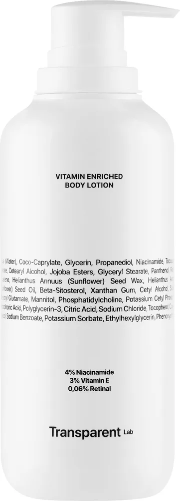 Витаминизированный лосьон для тела Transparent Lab Vitamin Enriched с ретиналом и ниацинамидом, 400 мл