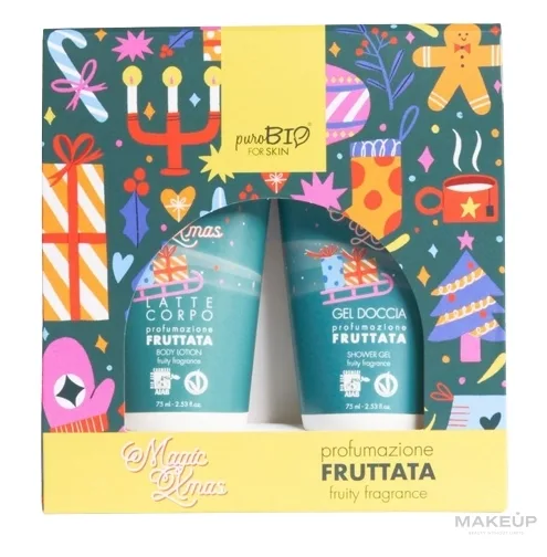 PuroBio Cosmetics PuroBio Cosmetics Magic Xmas Fruttata Kit (sh/gel/75 мл + b/lot/75 мл) * - Набор для тела PuroBio Magic Xmas Fruttata гель для душа и лосьон с календулой и фруктовым ароматом 2x75 мл уценка