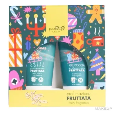PuroBio Cosmetics PuroBio Cosmetics Magic Xmas Fruttata Kit (sh/gel/75 мл + b/lot/75 мл) * - Набор для тела PuroBio Magic Xmas Fruttata гель для душа и лосьон с календулой и фруктовым ароматом 2x75 мл уценка
