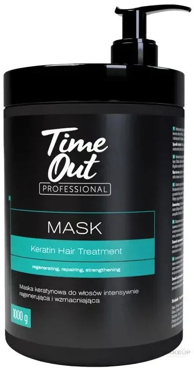 Маска для волос Time Out Professional Keratin Hair Mask с кератином, восстанавливающая и укрепляющая, 1000 г