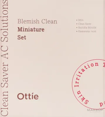 Набор для лица Ottie Blemish Clean пенка тоник и крем с ниацинамидом для проблемной кожи 3x30 мл
