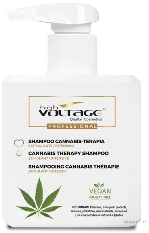 Шампунь Voltage Cannabis Therapy с экстрактом семян конопли, витамином E, для увлажнения и блеска волос, 500 мл, Испания