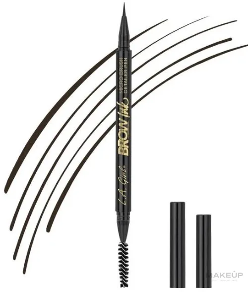 Маркер для бровей L.A. Girl Brow Ink Micro Brush Detailer Pen с микрокистью, со щёточкой, 0,45 мл, оттенок GBP346 - Dark Brown