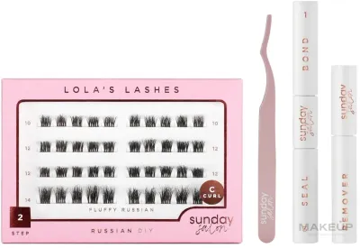 Набор накладных ресниц Lola's Lashes Fluffy Russian DIY клей-фиксатор ремувер ресницы и аппликатор