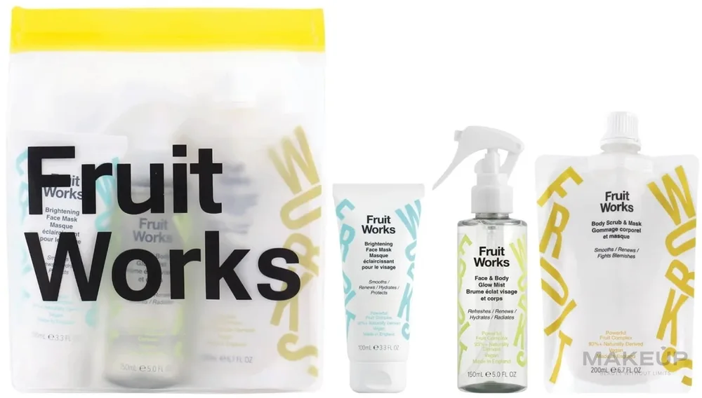 Набор для лица и тела Fruit Works Glow маска мист и скраб с экстрактом черники 100+150+200 мл