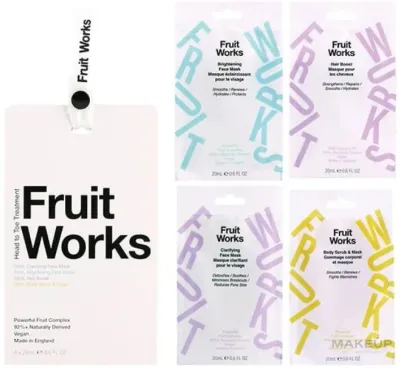 Набор для ухода Fruit Works Head To Toe маски для лица уход для волос и скраб-маска для тела с черникой 4x20 мл