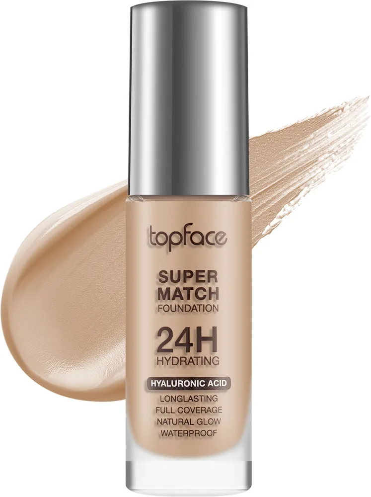 Тональный флюид Topface Super Match 24H Foundation кроющий стойкий, 30 мл, оттенок 006 - Neutral