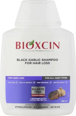 Шампунь Bioxcin Black Garlic против выпадения волос, с экстрактом чёрного чеснока, мёдом и кератином, 300 мл, Турция