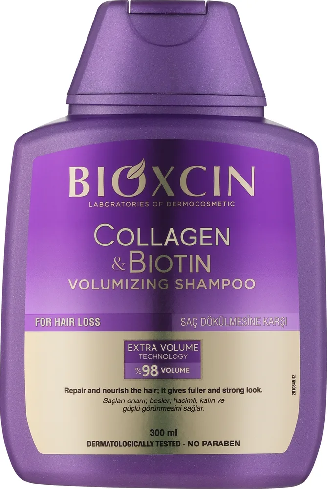 Шампунь Bioxcin Collagen & Biotin для объёма тонких волос, с коллагеном, биотином и пептидами, 300 мл, Турция